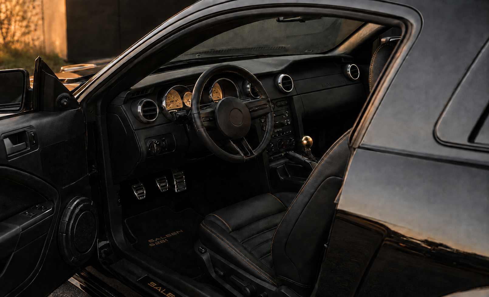 Driver cockpit and gold gauges