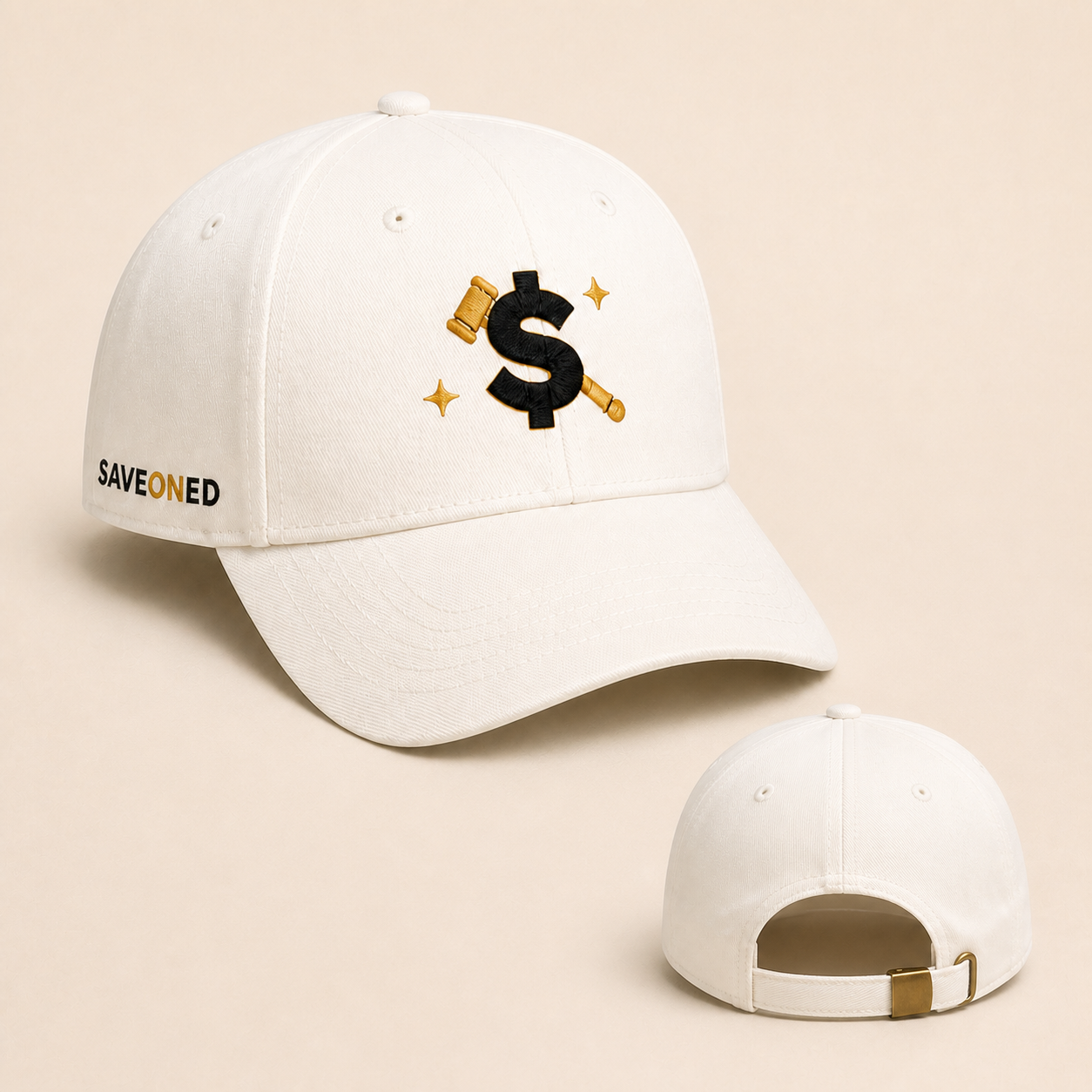 White auction-mark cap shown in white