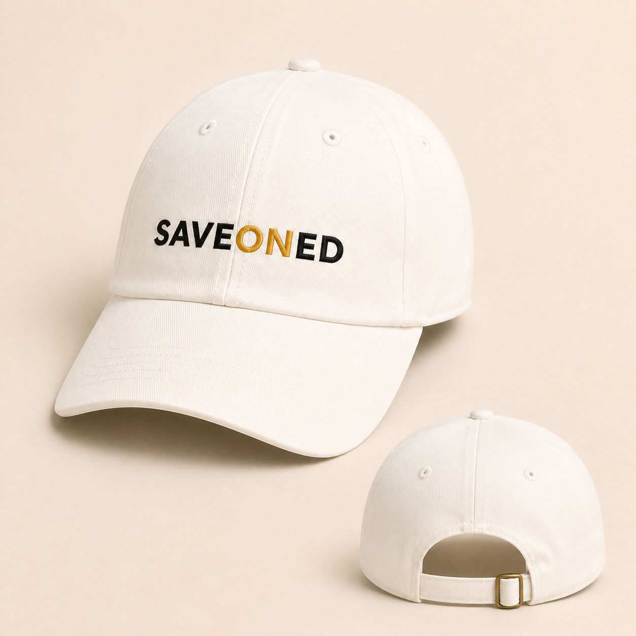 White wordmark cap shown in white